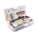 Kit de démarrage Arduino Basic avec carte connectée, module d'alimentation, câble de raccordement, résistances, LED, carte de connexion électronique, compatible avec Arduino
