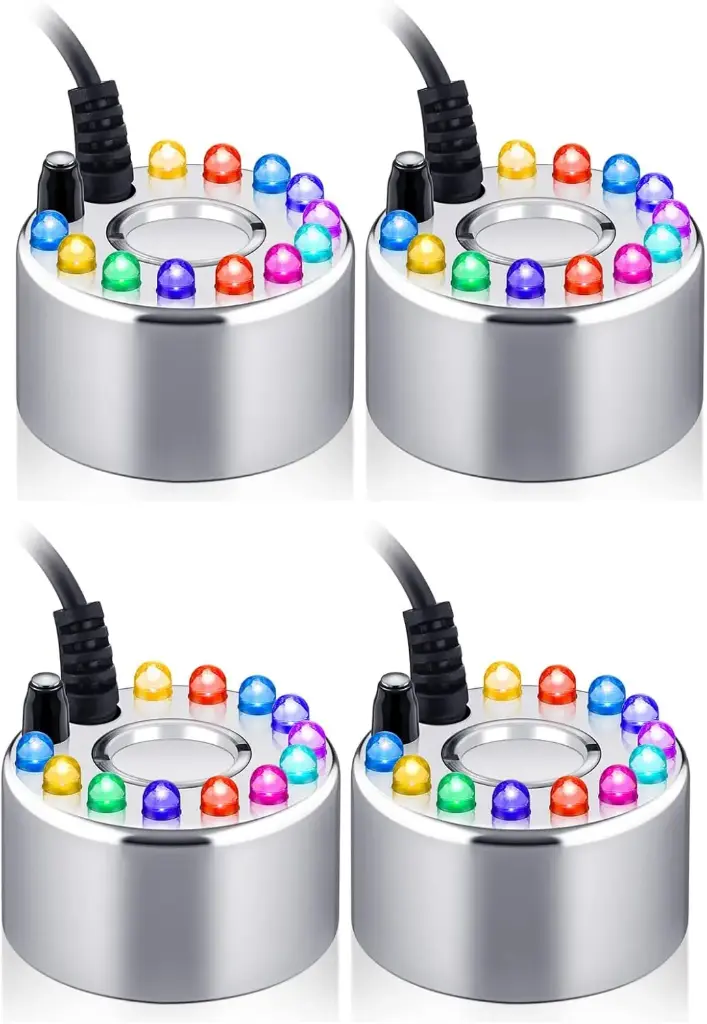 Brumisateur à ultrasons pour fontaine d'eau, brumisateur à changement de couleur, brumisateur LED pour fontaine d'intérieur, brumisateur pour la maison, la chambre, le bureau, les vacances en plein air (léger, alliage)