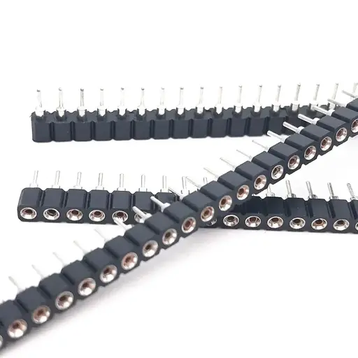 [CON-0005] Single Row Female Pin Header - Pack of 5, 1 x 40 Pins, 2.54 mm Pitch, Female Connector with Tinned Round Holes, Single Row 40 Pins, for PCB, IC, or Quartz
