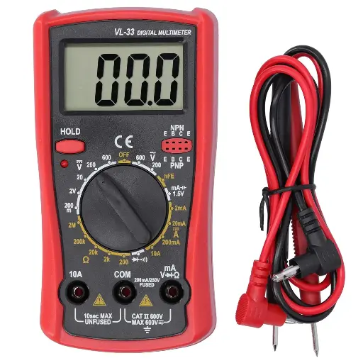 [TOA-0004] Electronic multimeter, switches and sockets, other switches, sockets, and accessories: Digital multimeter with LCD screen for measuring voltage, resistance, and electric current in laboratories