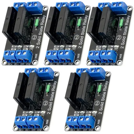 [REL-0001] Module relais static 2 canaux 5V2A DC relais à semi-conducteurs déclenchement bas niveau carte relais pour commutateur d'alimentation compatible avec Arduino et Raspberry Pi