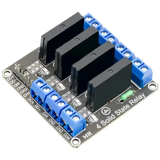 [REL-0002] Module relais static 4 canaux 5V2A DC relais à semi-conducteurs déclenchement bas niveau carte relais pour commutateur d'alimentation compatible avec Arduino et Raspberry Pi