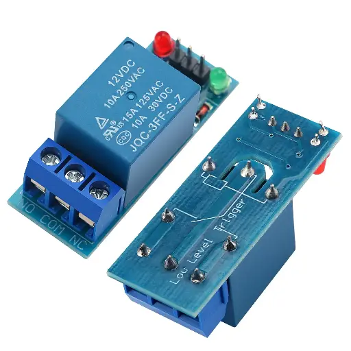 [REL-0006] Module Relais 1 Canal 12 V avec Déclenchement à Niveau Bas, Affichage LED, Compatible avec les Microcontrôleurs PIC, AVR, DSP, ARM et Arduino.