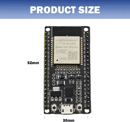 [MOD-0002] ESP32 WROOM 32 NodeMCU Development Board - ESP32 NodeMCU Module with USB-C, 2.4 GHz WiFi, Bluetooth, and CH340 Chip, 38 Pins